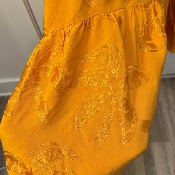 Farm Rio x Anthropologie Orange/Gold V-Neck Tiered Maxi Dress, Size S - Picture 12 of 14